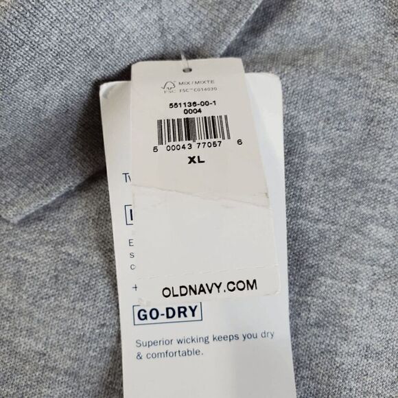 Old Navy Golf Polo Shirt Mens XL Gray Chest Stripes Built-in Flex Slit Collared - Picture 5 of 10